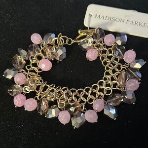 New Madison Park Pink and Gold Floral Bracelet